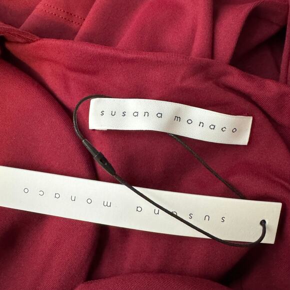 Susana Monaco Sweetheart Long Sleeve Top Red NWT Size Small - Picture 6 of 8